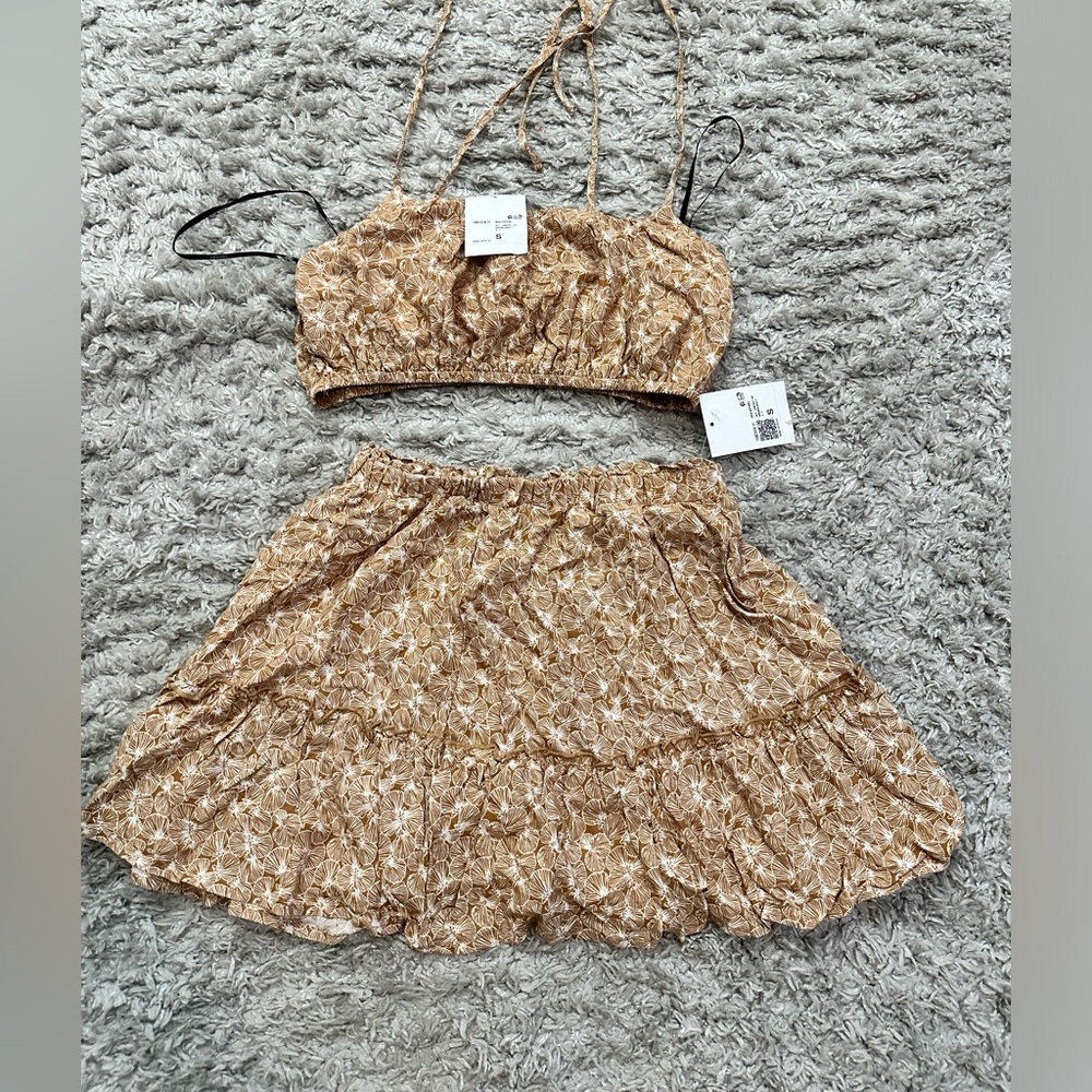 NWT-Womens size Small a Floral Tie-Strap Cami & Mini Skirt Set dress - Picture 9 of 11